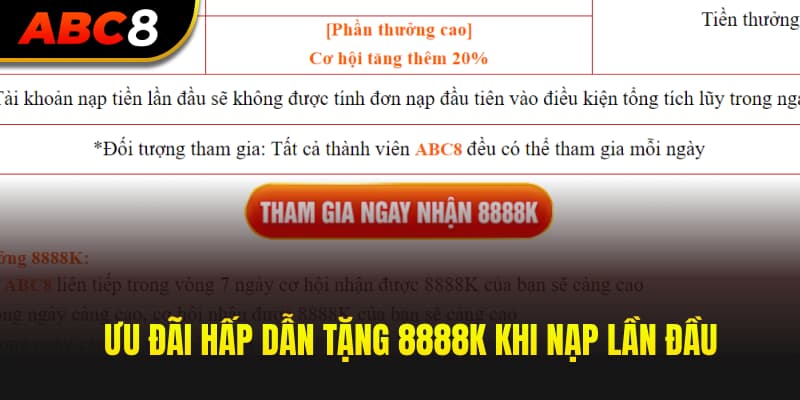 Ưu đãi hấp dẫn tặng 8888k khi nạp lần đầu